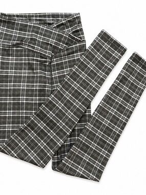 Aeropostale Plaid High Rise Leggings XS Black White Checkered Crossover Waist